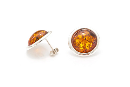 Statement Round Amber Stud Earrings | Elegant Evening Wear - BEYRUN