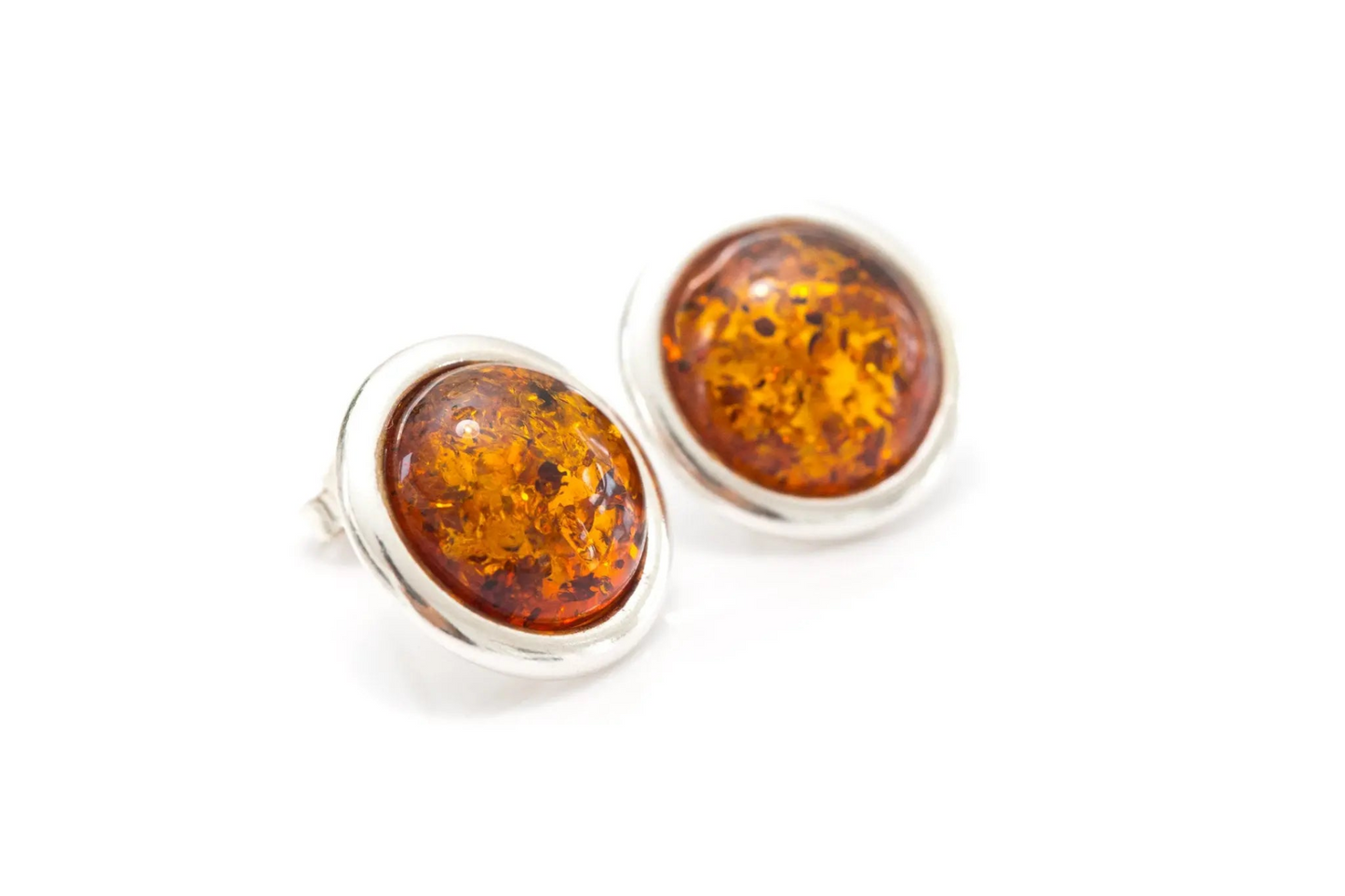 Statement Round Amber Stud Earrings | Elegant Evening Wear - BEYRUN