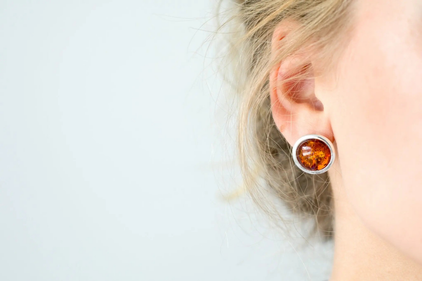 Statement Round Amber Stud Earrings | Elegant Evening Wear - BEYRUN