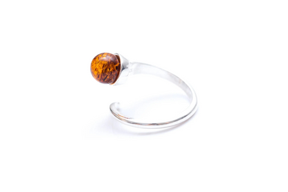 Buy Minimal Amber Wrap Ring - Delicate Sterling Silver Band with Sphere Cut Amber Stone - BEYRUN