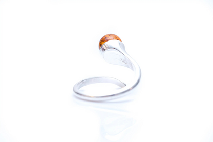 Buy Minimal Amber Wrap Ring - Delicate Sterling Silver Band with Sphere Cut Amber Stone - BEYRUN