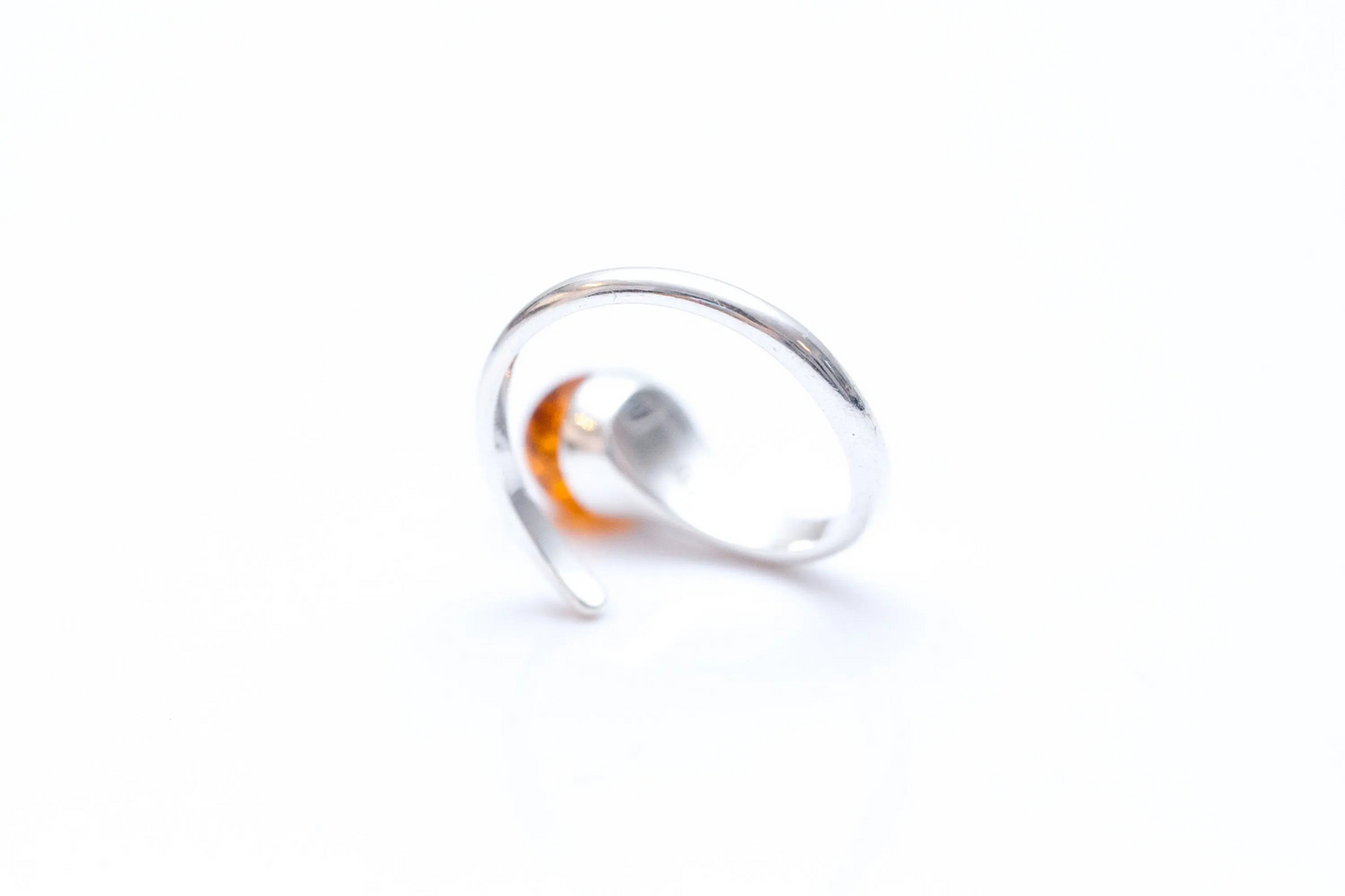 Buy Minimal Amber Wrap Ring - Delicate Sterling Silver Band with Sphere Cut Amber Stone - BEYRUN