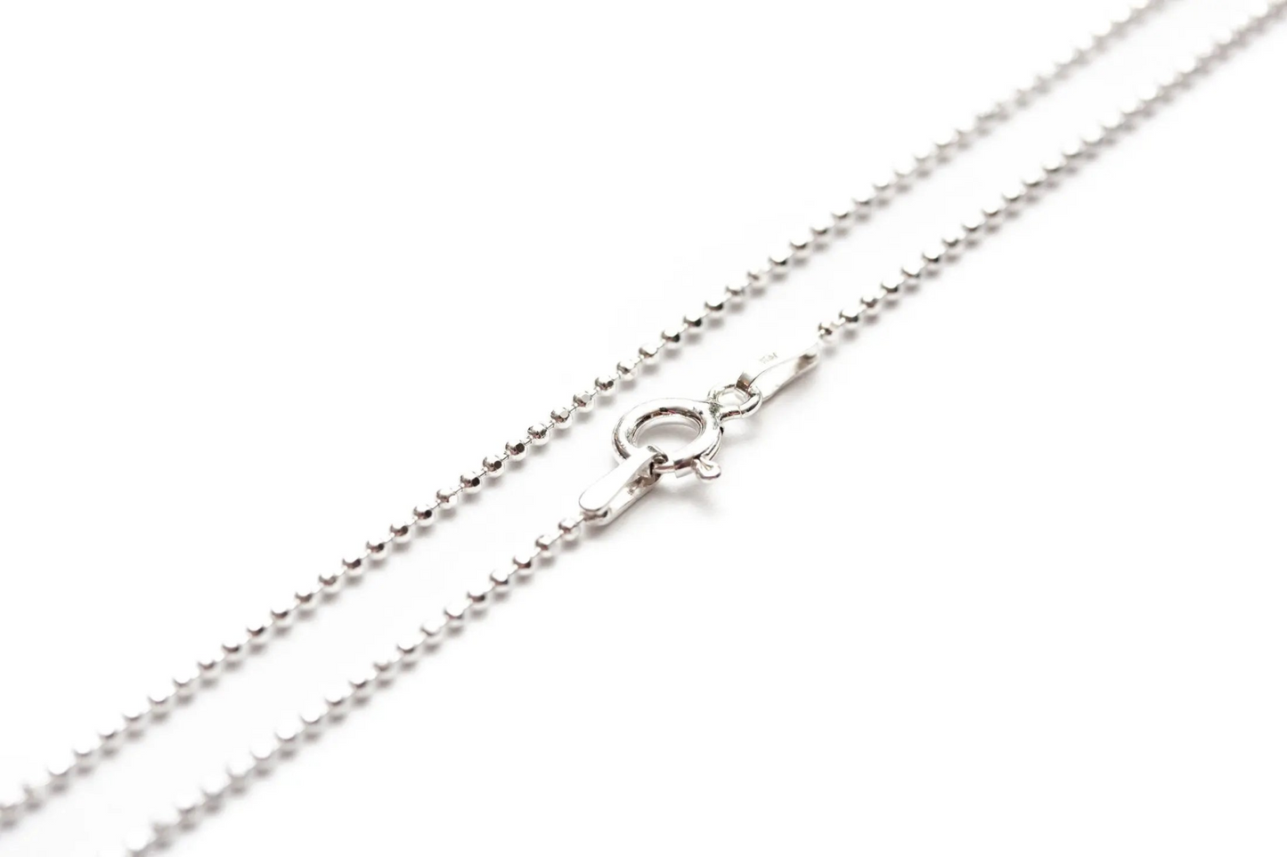 Sterling Silver Diamond Ball Chain - 21.6" (55cm) Necklace - BEYRUN