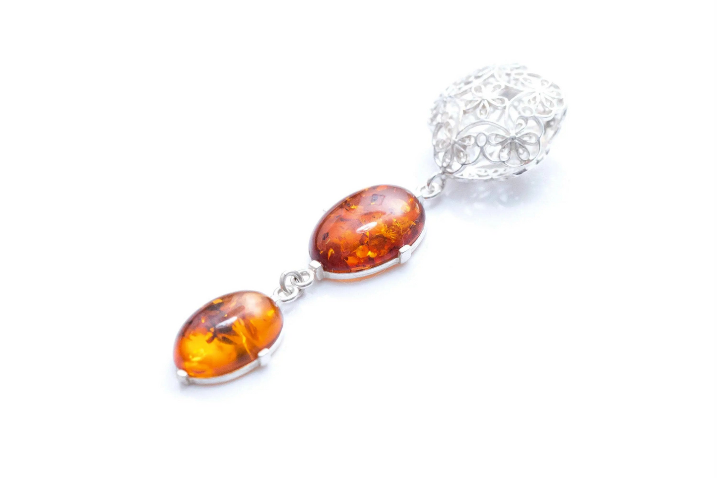 Long Amber Drop Y Necklace - Elegant Baltic Amber Pendant - BEYRUN