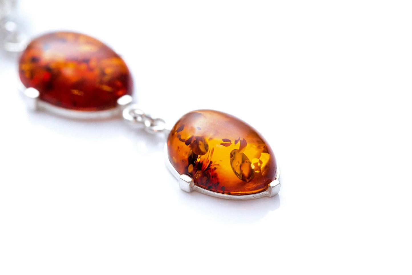 Long Amber Drop Y Necklace - Elegant Baltic Amber Pendant - BEYRUN