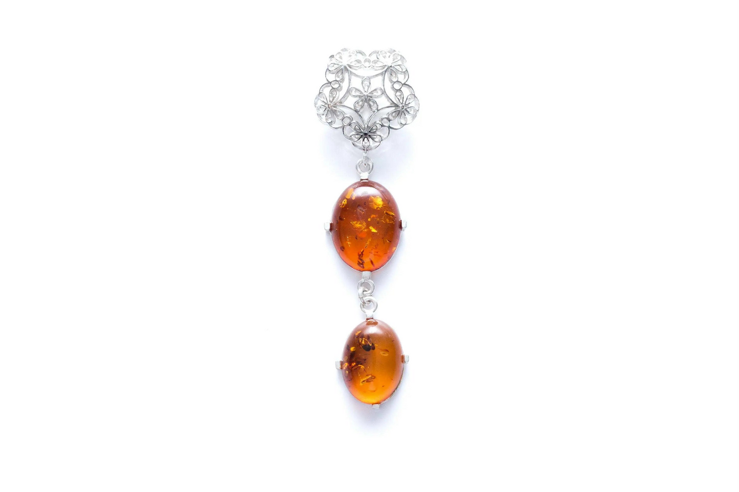 Long Amber Drop Y Necklace - Elegant Baltic Amber Pendant - BEYRUN