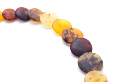 Large Round Amber Bead Necklace, Multicolour Stone Necklace