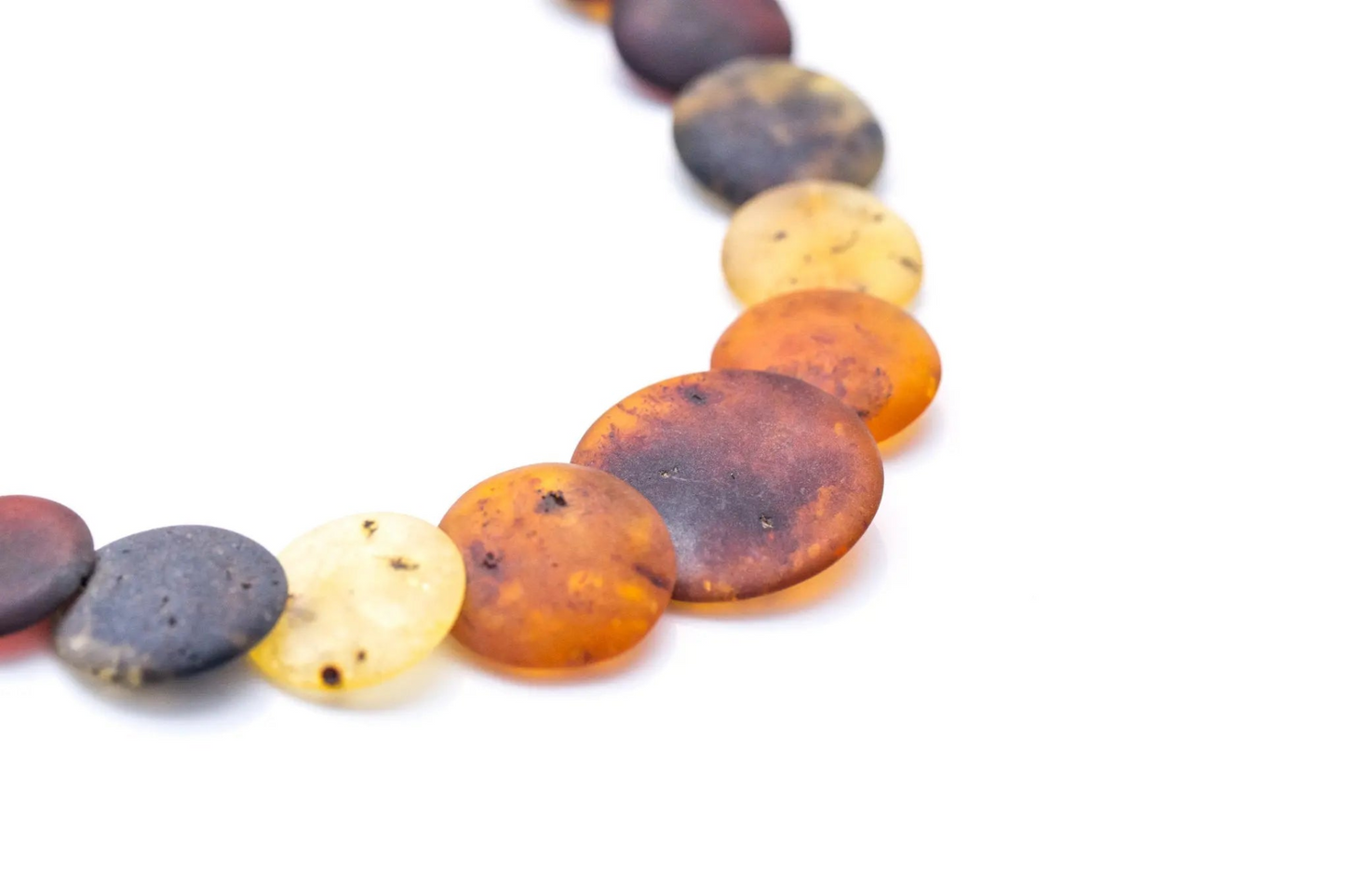 Large Round Amber Bead Necklace, Multicolour Stone Necklace