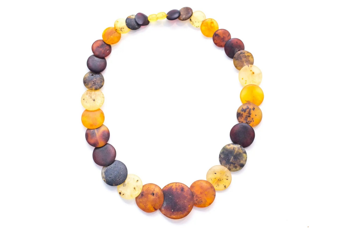 Large Round Amber Bead Necklace, Multicolour Stone Necklace