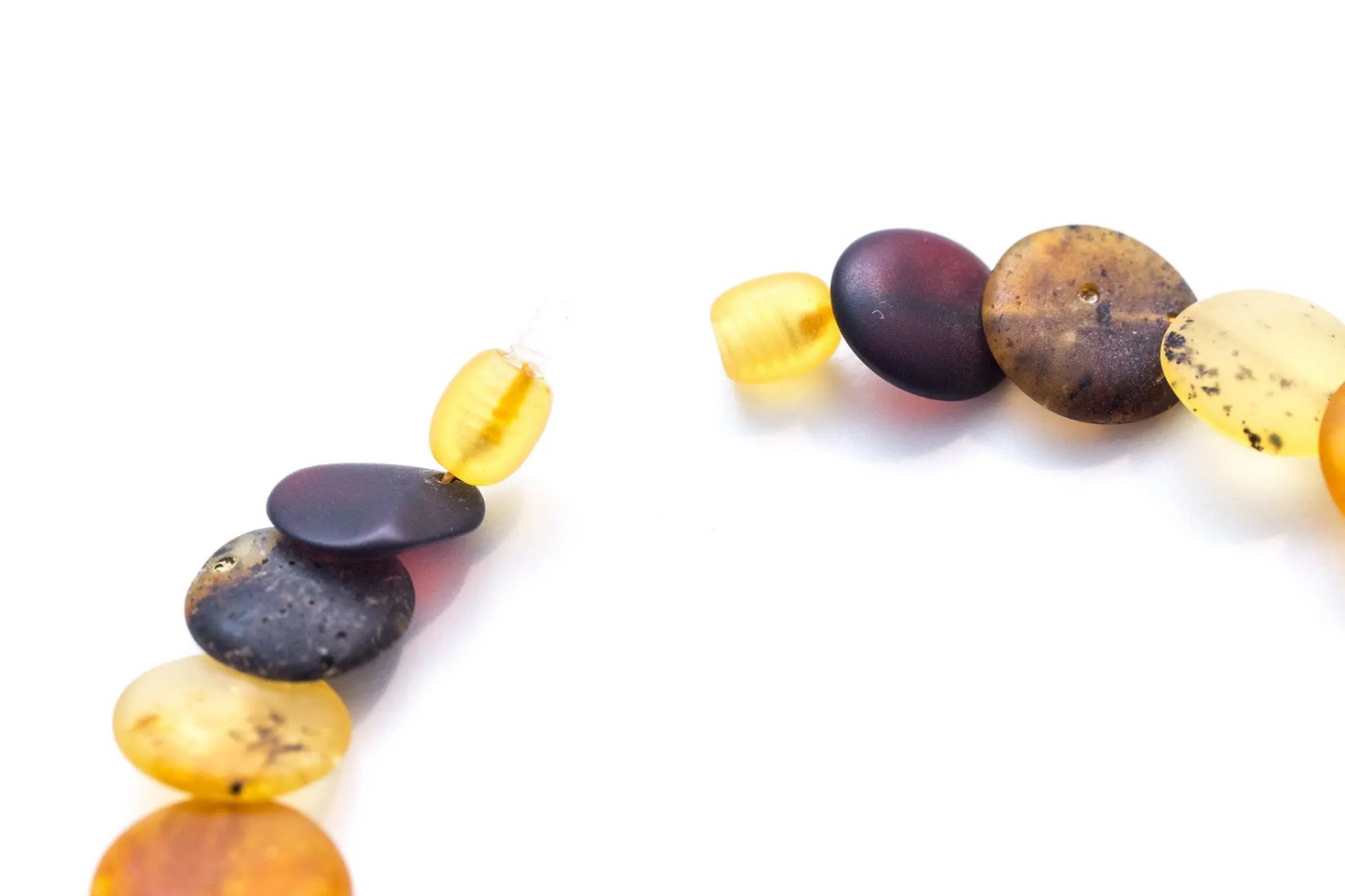 Large Round Amber Bead Necklace, Multicolour Stone Necklace