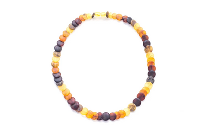 Small Amber Disc Necklace, Multicolour Amber Necklace - Luxurious Baltic Amber Jewelry - BEYRUN