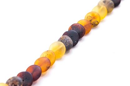 Small Amber Disc Necklace, Multicolour Amber Necklace - Luxurious Baltic Amber Jewelry - BEYRUN