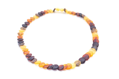 Small Amber Disc Necklace, Multicolour Amber Necklace - Luxurious Baltic Amber Jewelry - BEYRUN