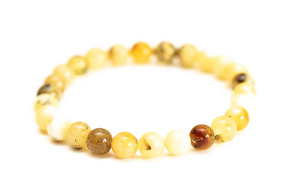 RAW Mixed Amber Sphere Bead Bracelet - Organic Yellow & Multicolour Beads - BEYRUN