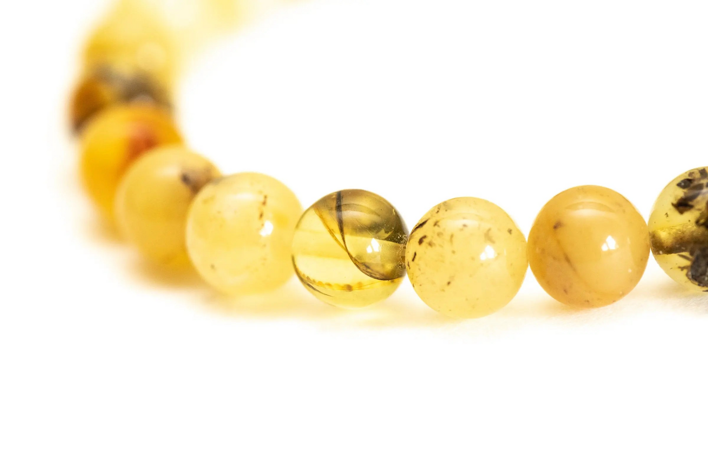 RAW Mixed Amber Sphere Bead Bracelet - Organic Yellow & Multicolour Beads - BEYRUN