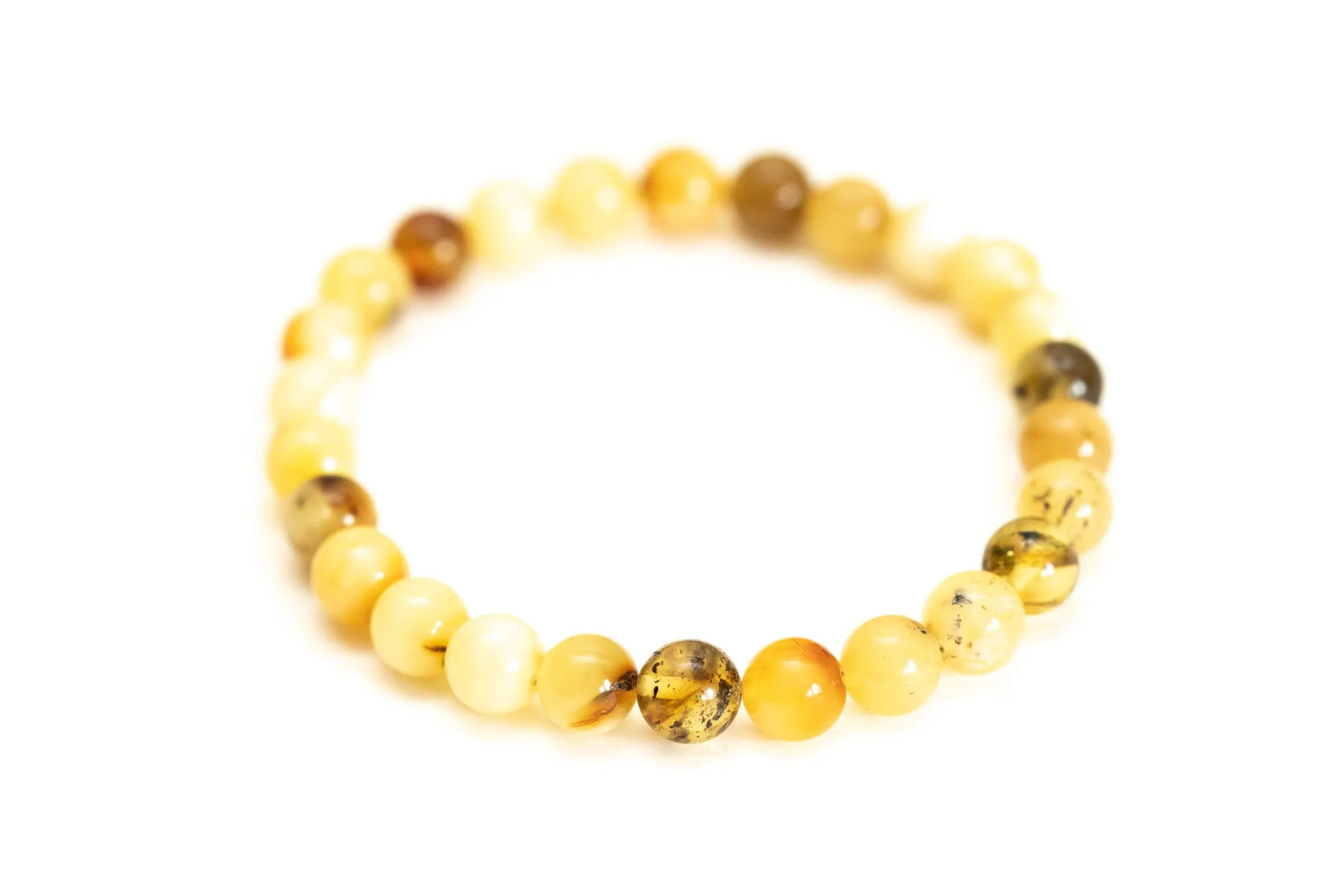 RAW Mixed Amber Sphere Bead Bracelet - Organic Yellow & Multicolour Beads - BEYRUN