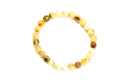 RAW Mixed Amber Sphere Bead Bracelet - Organic Yellow & Multicolour Beads - BEYRUN