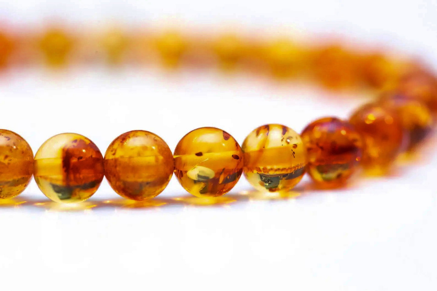 Orange Amber Sphere Bead Bracelet