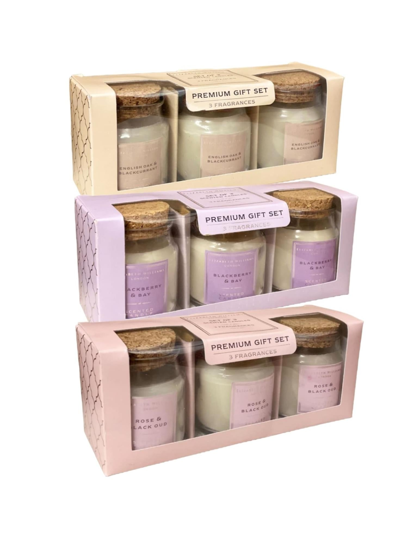 Luxurious Six Sets of Trio Scented Candle Gift Box - Elizabeth Williams London Collection | Premium Fragrance Candles - BEYRUN