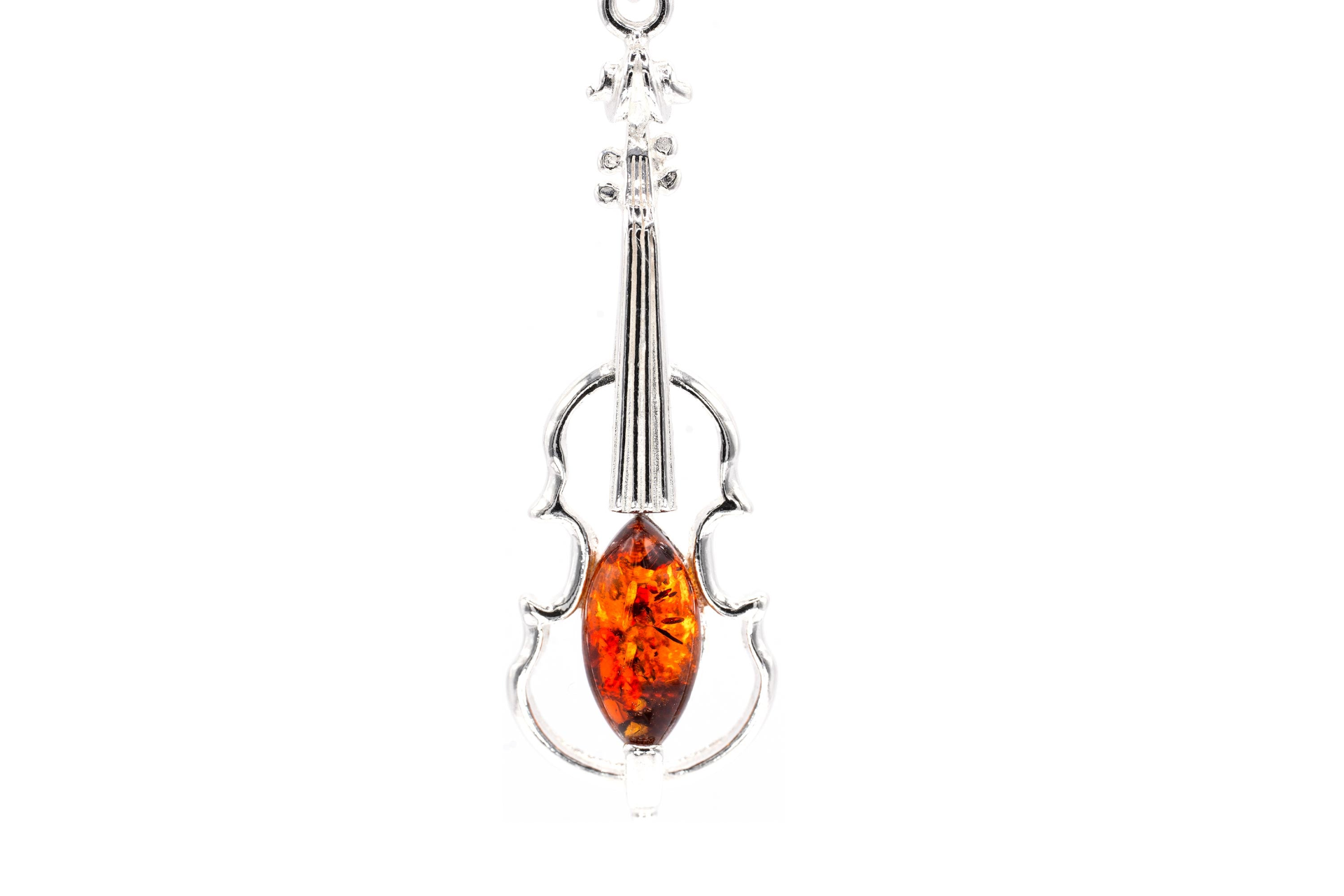 Stunning Amber Violin Pendant | Sterling Silver Design - BEYRUN