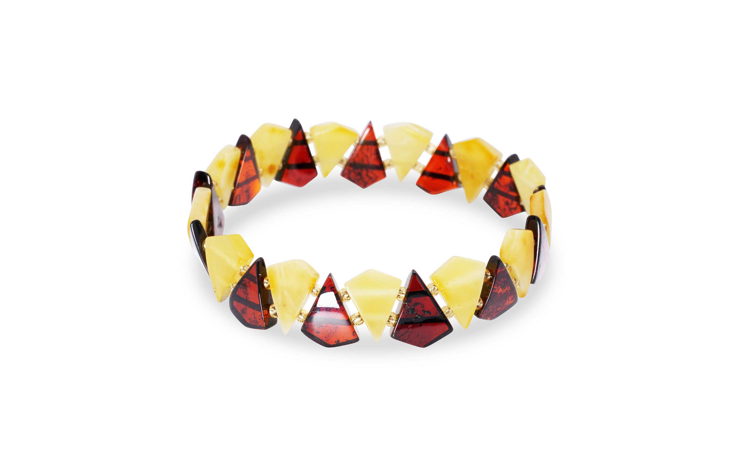 Edgy RAW Cherry and Butterscotch Amber Triangle Bracelet - Unique Amber Jewellery - BEYRUN