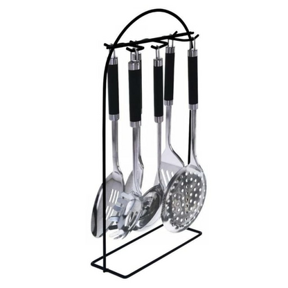 Excellent Houseware 7 Piece Stainless Steel Kitchen Tools Set with Rack - Premium Cooking Utensils - BEYRUN