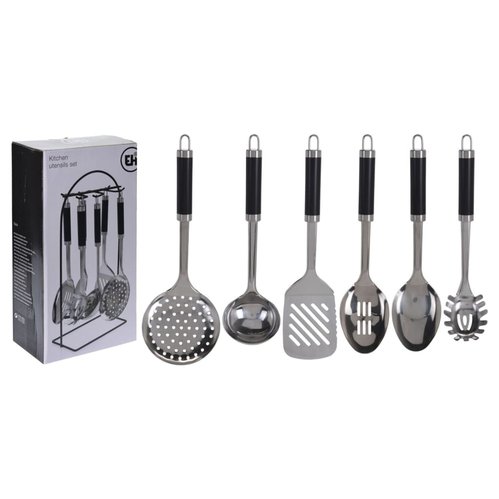 Excellent Houseware 7 Piece Stainless Steel Kitchen Tools Set with Rack - Premium Cooking Utensils - BEYRUN