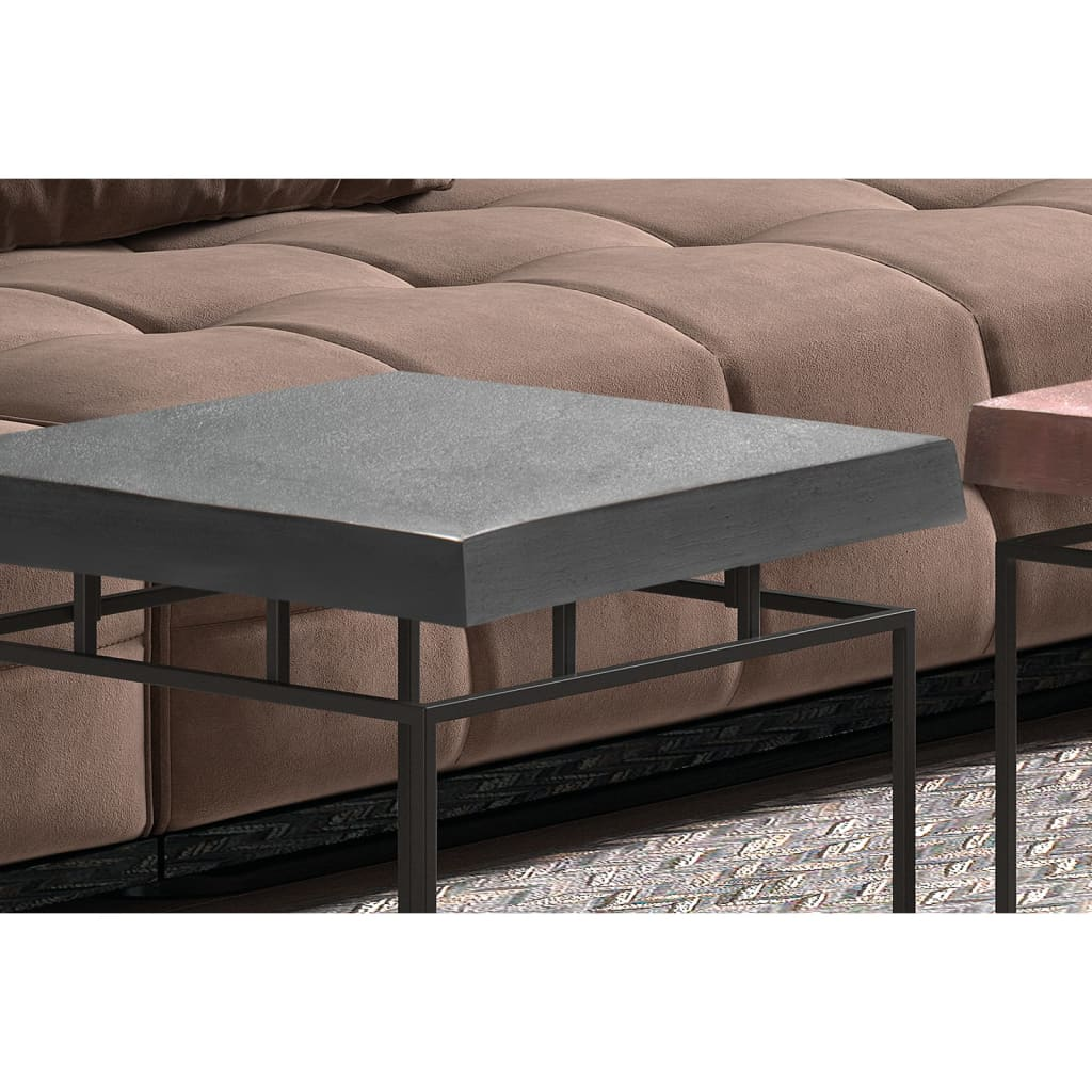 Rousseau 2 Piece Coffee Table Set - Industrial Chic Aron Metal with Grey and Rust Finish - BEYRUN