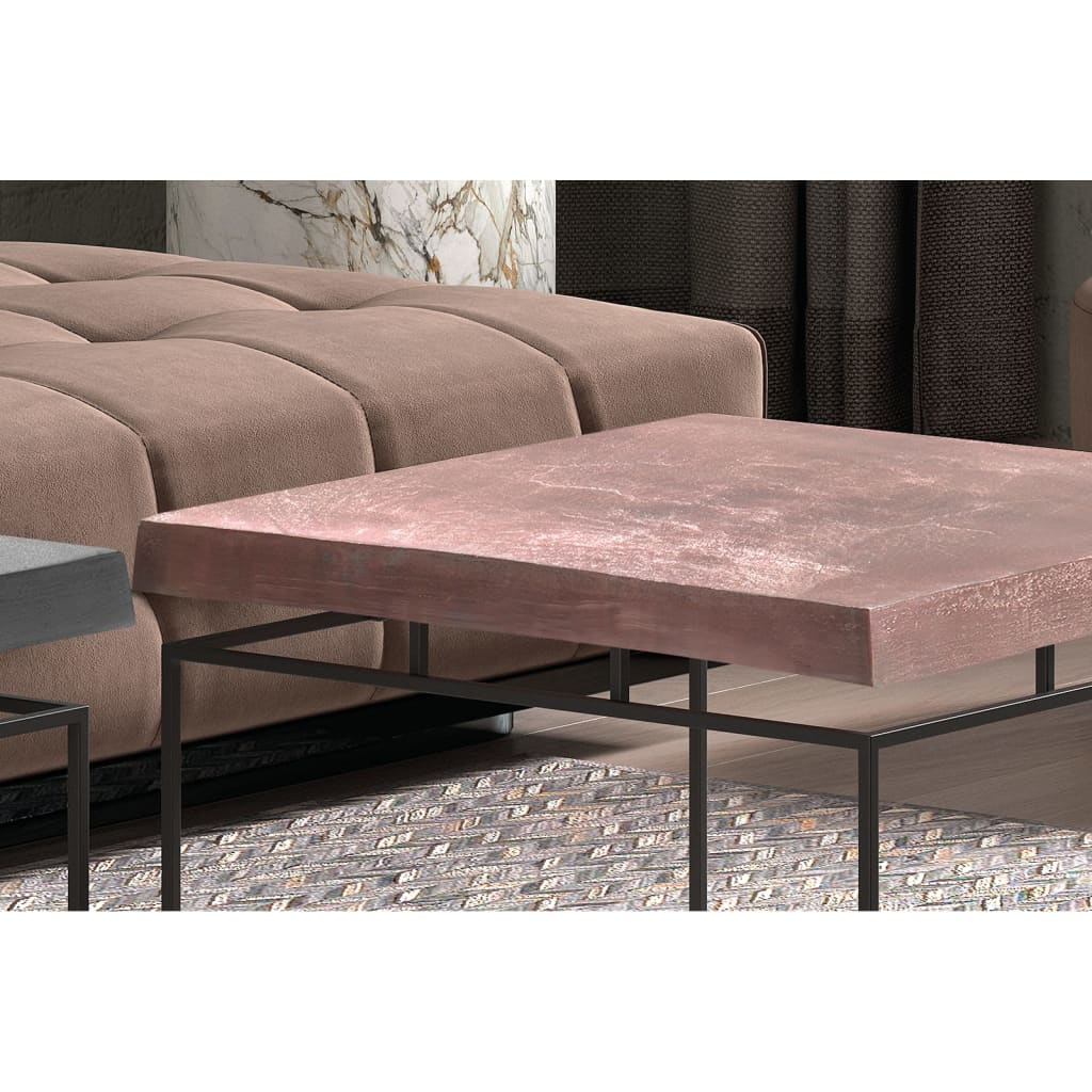 Rousseau 2 Piece Coffee Table Set - Industrial Chic Aron Metal with Grey and Rust Finish - BEYRUN