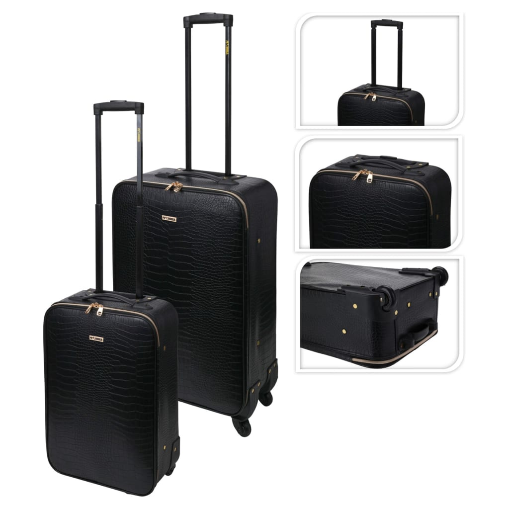 ProWorld 2 Piece Suitcase Set Croco Design Black – Stylish & Durable Luggage Set for Travel - BEYRUN