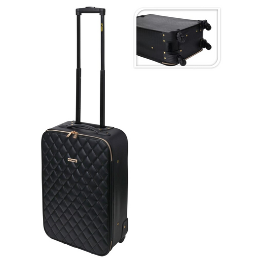 ProWorld Suitcase Quilt Design 28 L Black - Stylish & Practical Travel Companion - BEYRUN