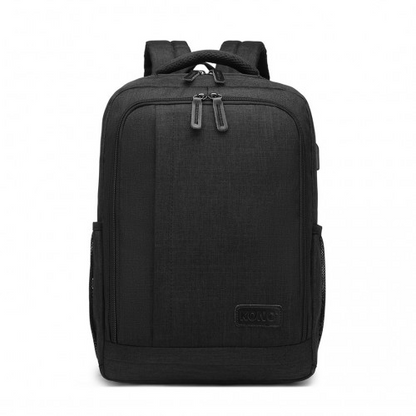 EM2111S - Kono Multi-Compartment Backpack with USB Port - Black - BEYRUN