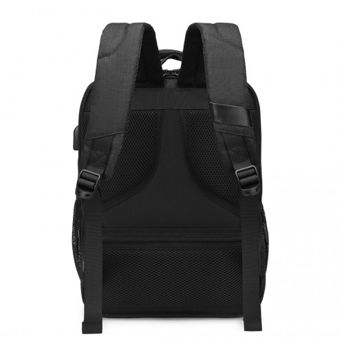 EM2111S - Kono Multi-Compartment Backpack with USB Port - Black - BEYRUN