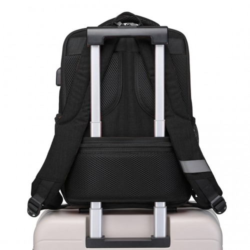 EM2111S - Kono Multi-Compartment Backpack with USB Port - Black - BEYRUN