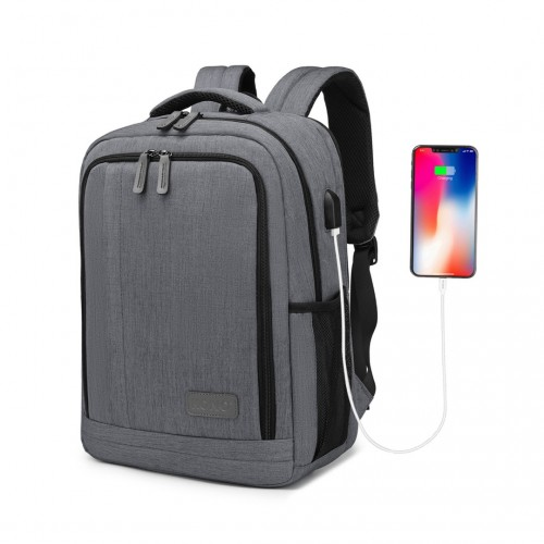 EM2111S - Kono Multi-Compartment Backpack with USB Port - Grey - BEYRUN