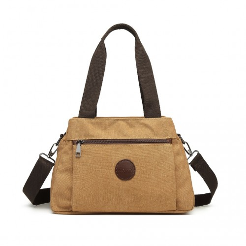 Kono Canvas Cross Body Bag - Stylish & Durable Tote | Water-Repellent Brown Bag - BEYRUN