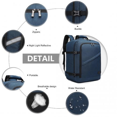 EM2231M - Kono Lightweight Cabin Bag Travel Business Backpack - Navy - BEYRUN