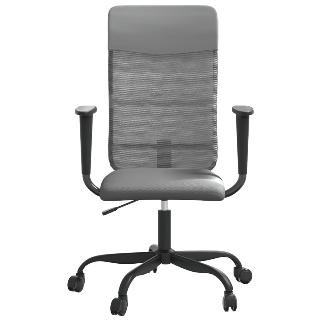 vidaXL Office Chair - Height Adjustable, Grey Mesh Fabric & Faux Leather for Ultimate Comfort - BEYRUN