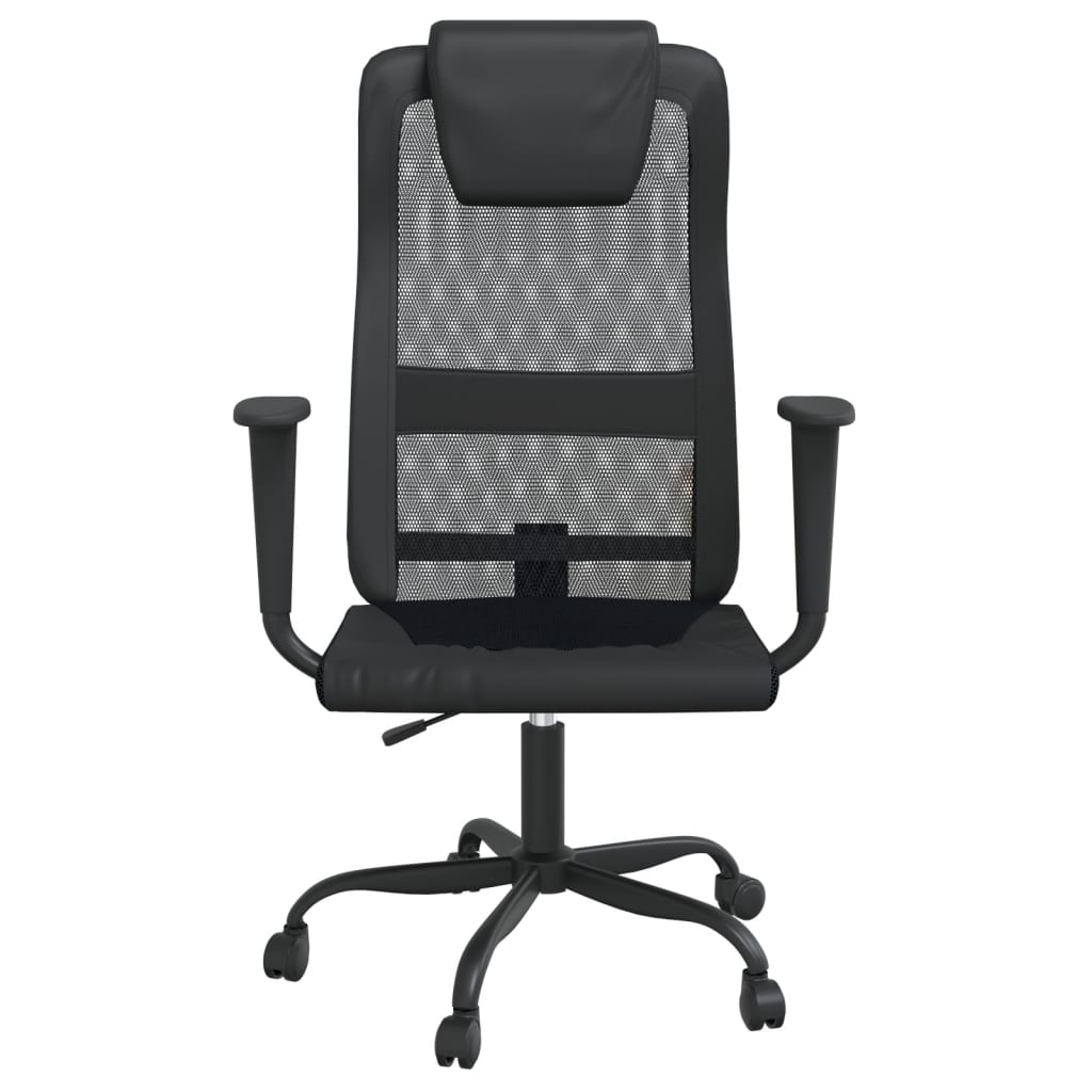 vidaXL Office Chair | Black Mesh Fabric & Faux Leather - Ergonomic, Adjustable, Stylish - BEYRUN