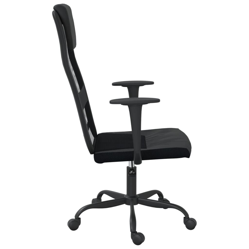 vidaXL Office Chair | Black Mesh Fabric & Faux Leather - Ergonomic, Adjustable, Stylish - BEYRUN