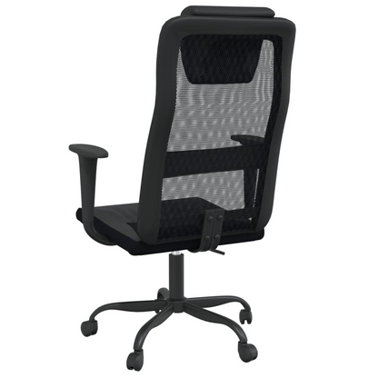 vidaXL Office Chair | Black Mesh Fabric & Faux Leather - Ergonomic, Adjustable, Stylish - BEYRUN