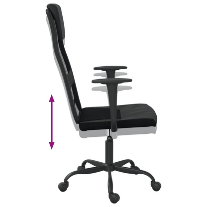 vidaXL Office Chair | Black Mesh Fabric & Faux Leather - Ergonomic, Adjustable, Stylish - BEYRUN