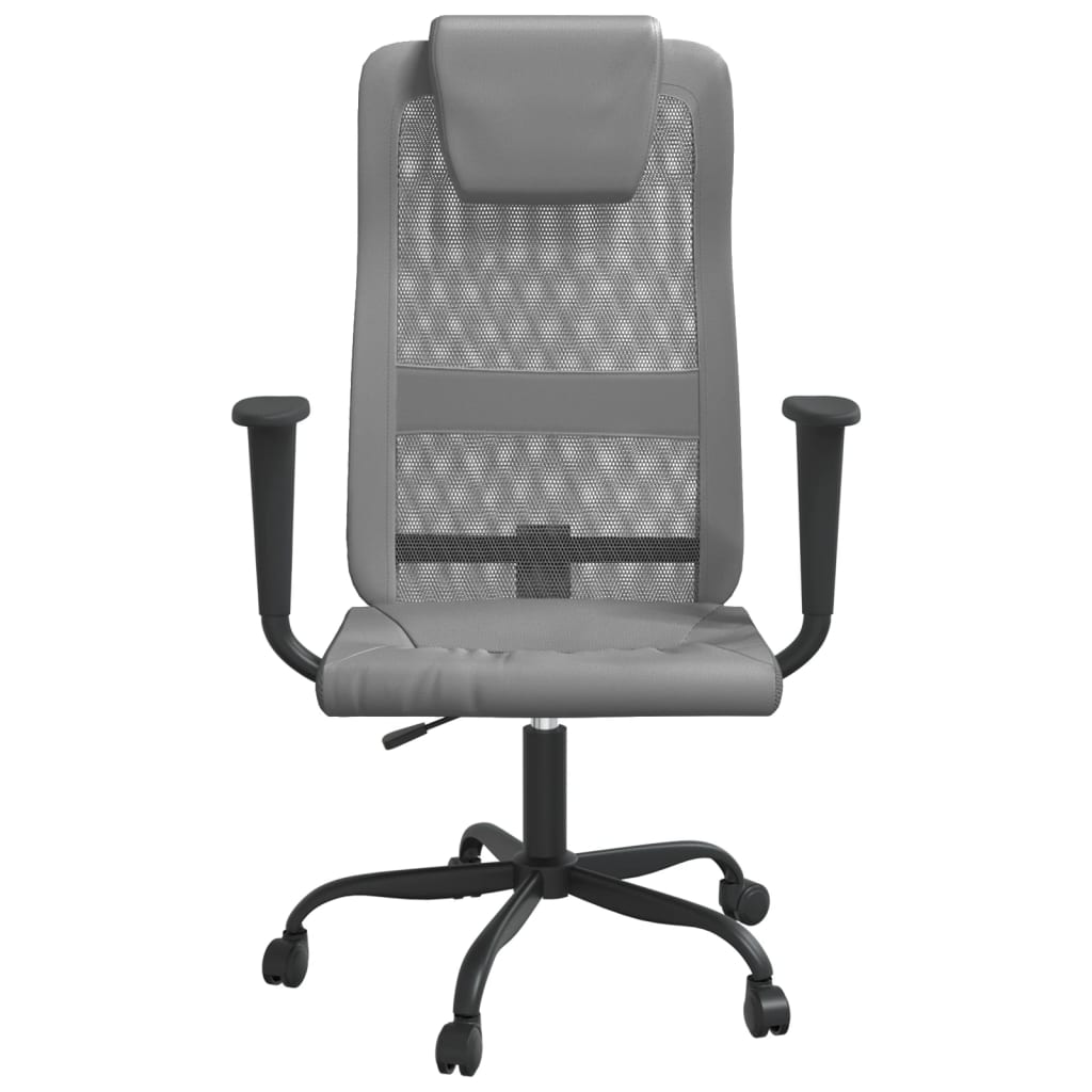 vidaXL Ergonomic Office Chair in Grey Mesh & Faux Leather - Adjustable & Stylish - BEYRUN