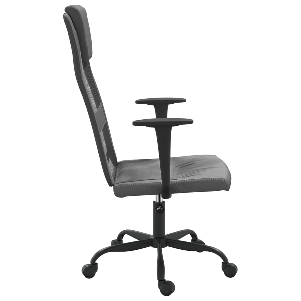 vidaXL Ergonomic Office Chair in Grey Mesh & Faux Leather - Adjustable & Stylish - BEYRUN