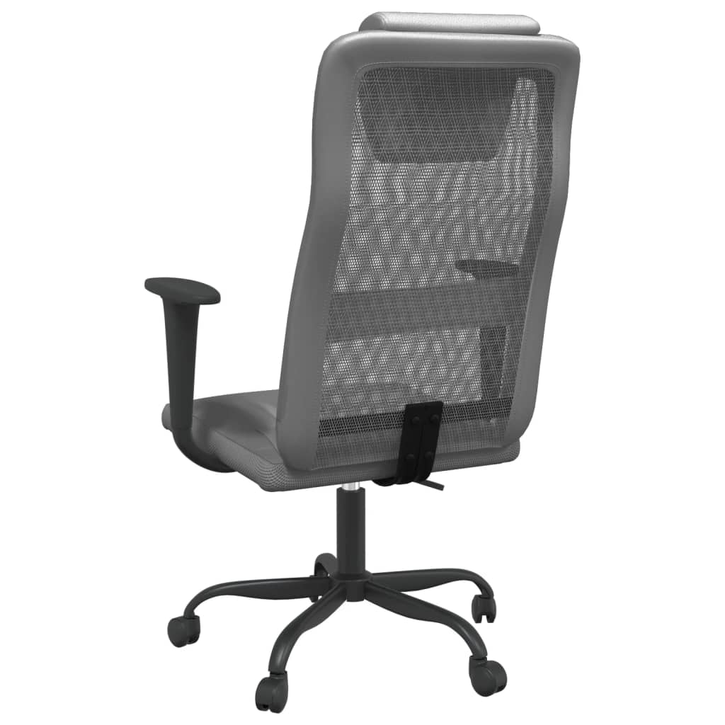 vidaXL Ergonomic Office Chair in Grey Mesh & Faux Leather - Adjustable & Stylish - BEYRUN