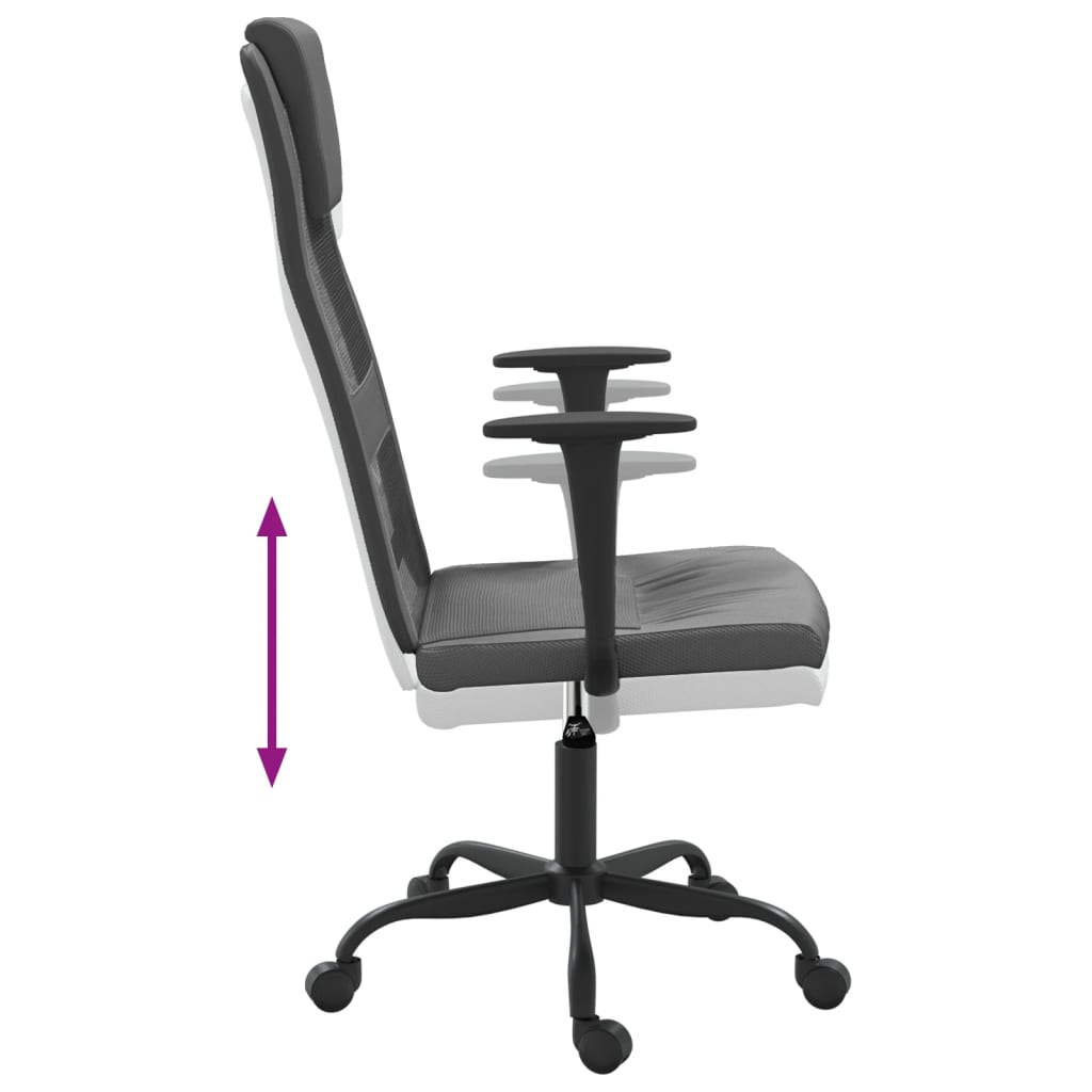 vidaXL Ergonomic Office Chair in Grey Mesh & Faux Leather - Adjustable & Stylish - BEYRUN