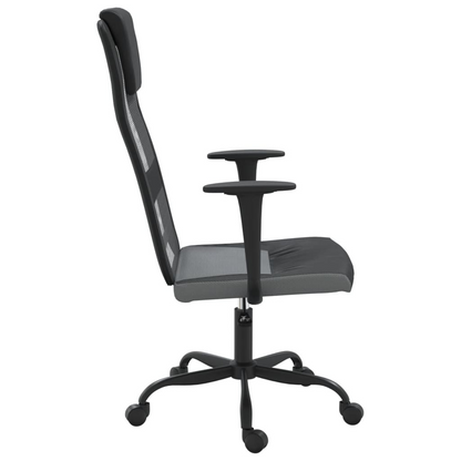 vidaXL Office Chair Grey and Black - Ergonomic Mesh Fabric and Faux Leather Desk Chair - BEYRUN