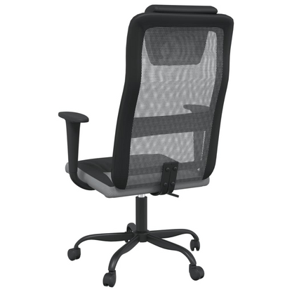 vidaXL Office Chair Grey and Black - Ergonomic Mesh Fabric and Faux Leather Desk Chair - BEYRUN