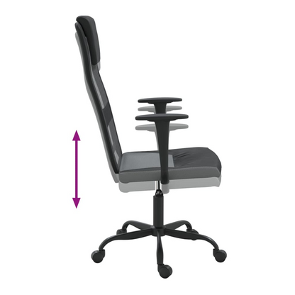 vidaXL Office Chair Grey and Black - Ergonomic Mesh Fabric and Faux Leather Desk Chair - BEYRUN