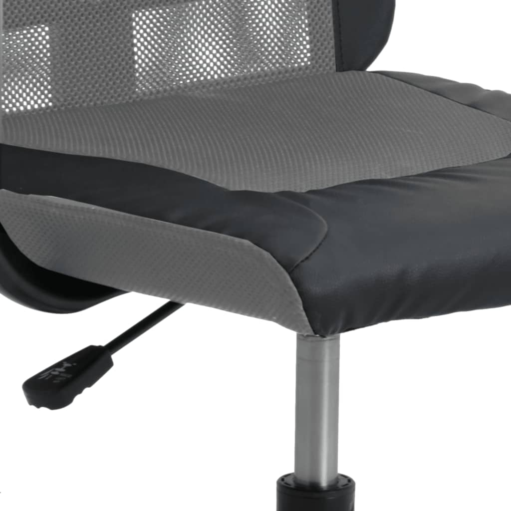 vidaXL Office Chair Grey and Black - Ergonomic Mesh Fabric and Faux Leather Desk Chair - BEYRUN